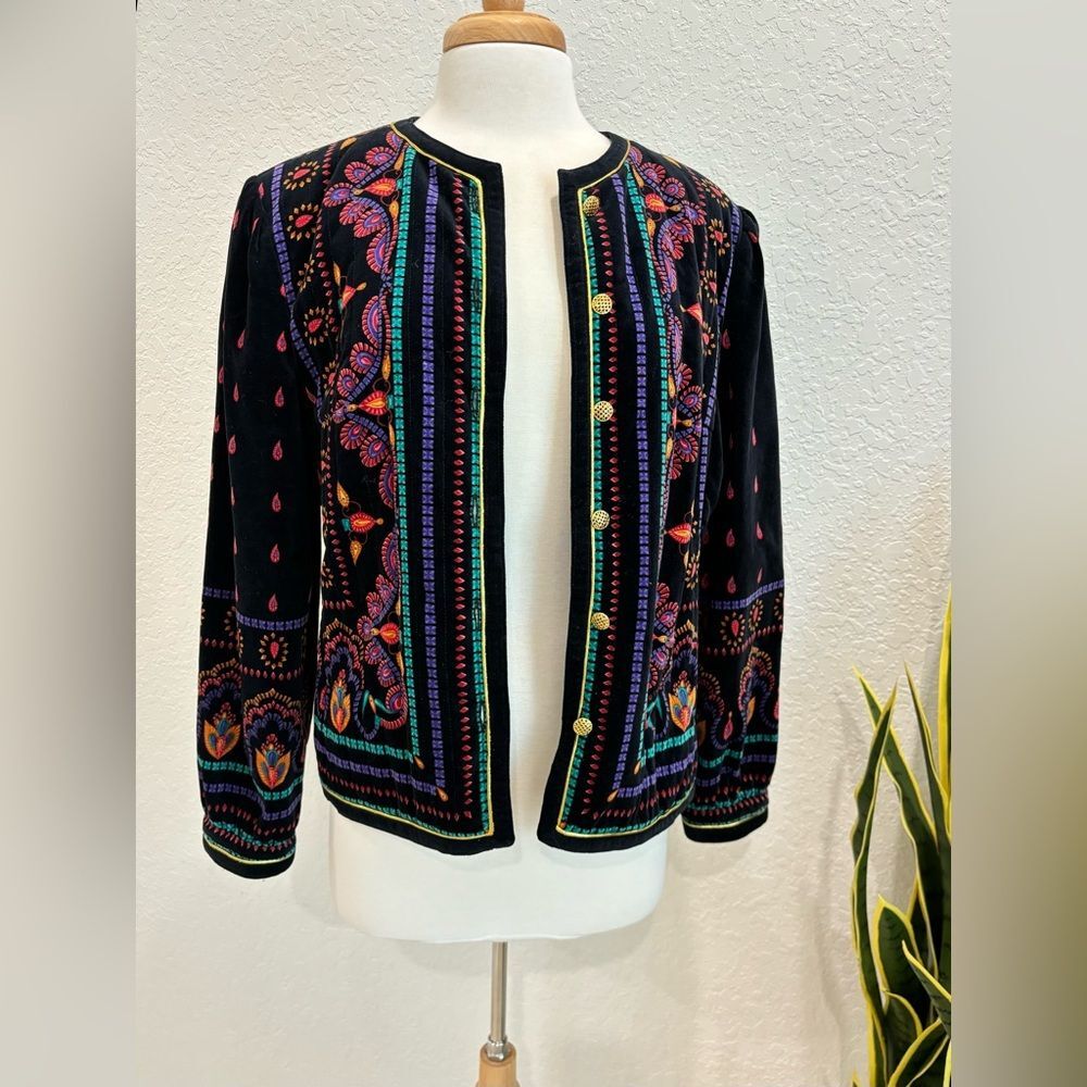 Vintage Saxton Hall Velvet Vibrant Color Jacket Size 16 (L)